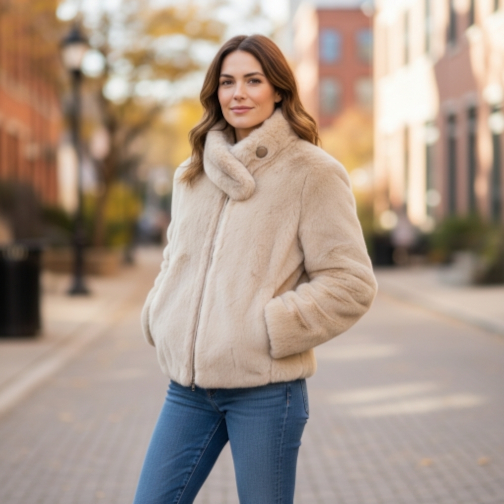 Vintage Cream Real Rabbit Fur Jacket | 1970s | Made in Korea